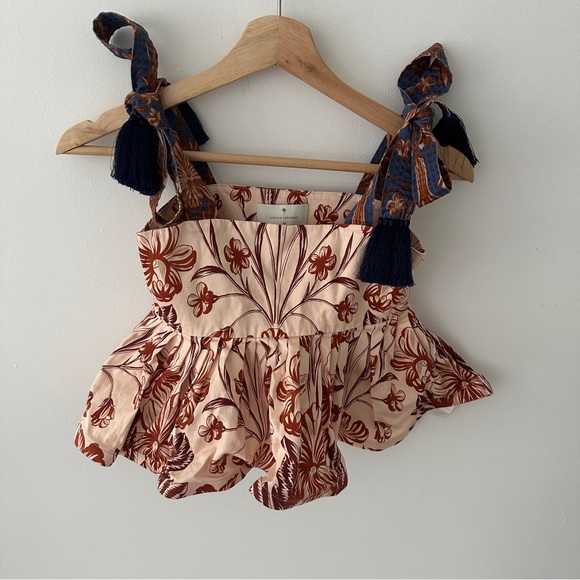 Eugenia Fernández 100% Cotton Tie-Shoulder Blouse Size 10 - Picture 2 of 8